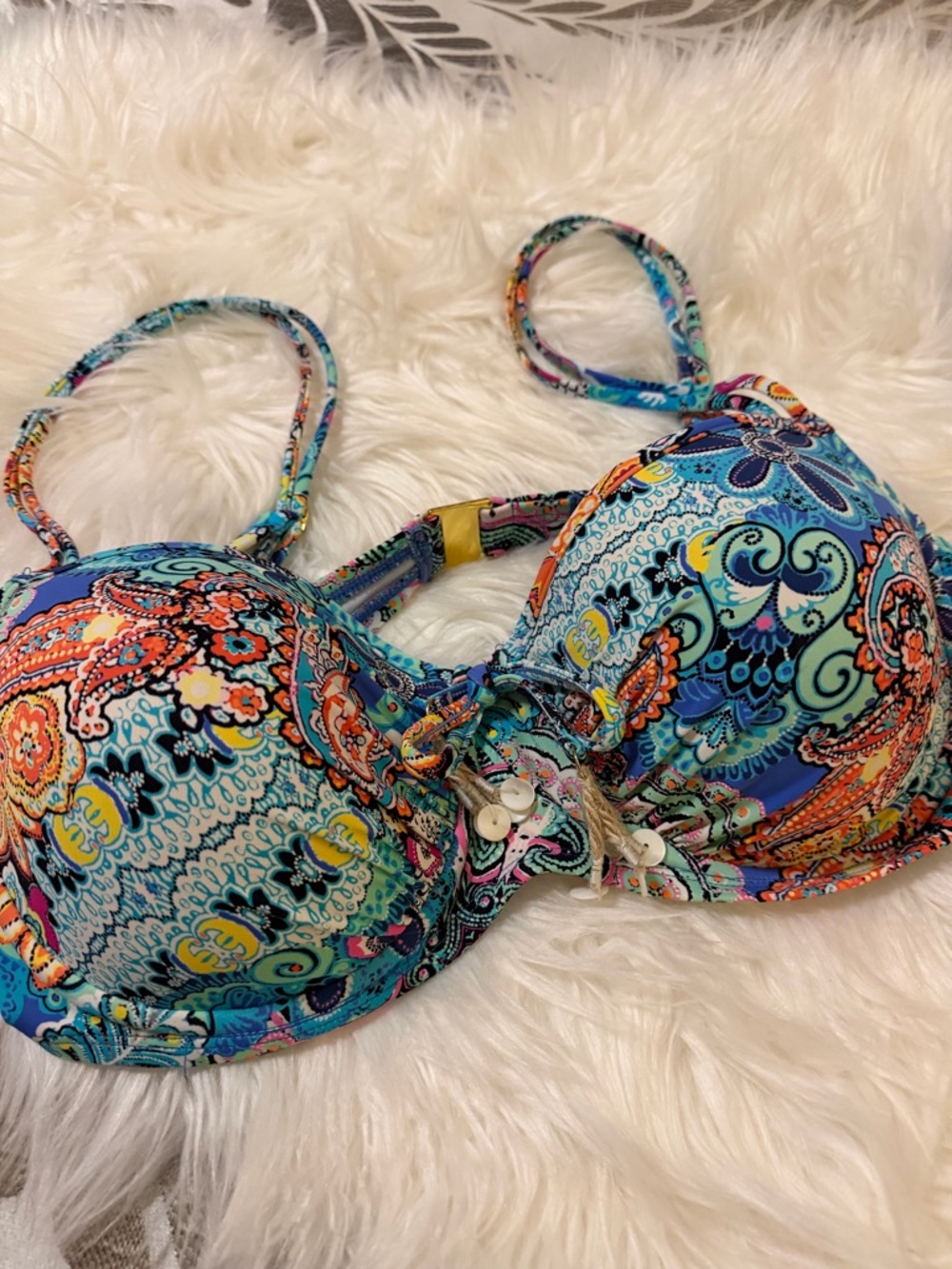 Bleu Rod Bettie Colorful Paisley Push-Up Bikini Top